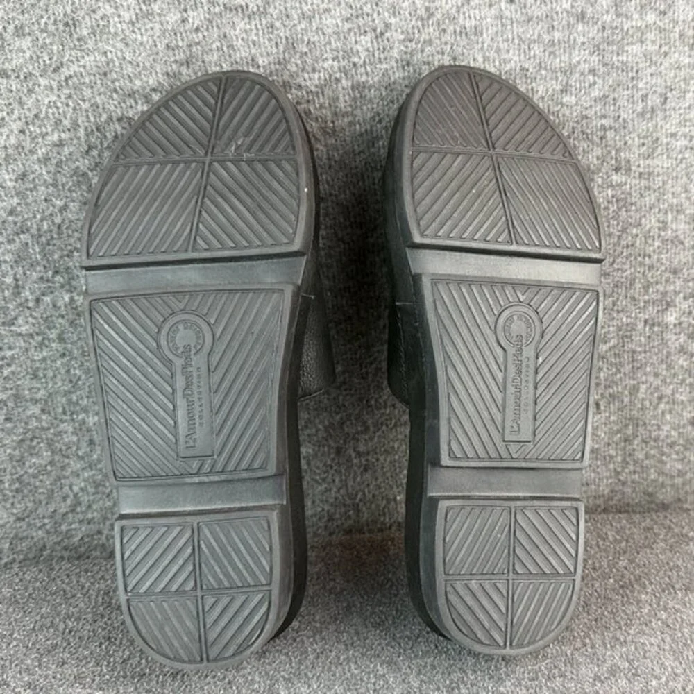 L’Amour Des Pieds Vester Black Leather Slide‎ Sandals Women’s 8M